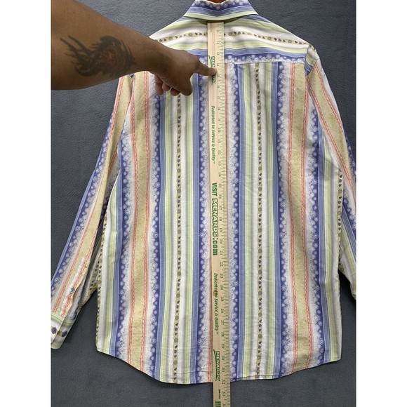 Indigo Palms Denim Co. Button Down Shirt Men's M Striped Floral Long Sleeve - Picture 14 of 16